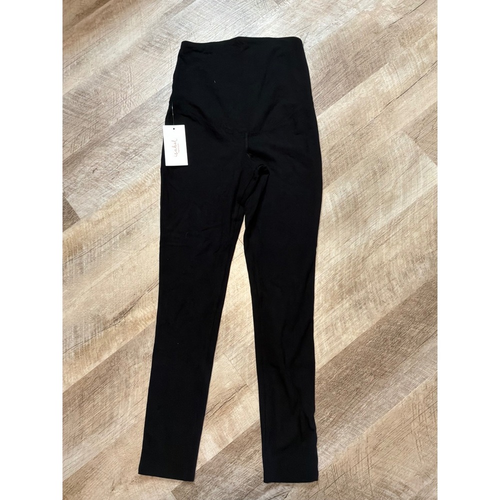 NWT Isabel Maternity Knit Leggings Black Over The Belly Size XS